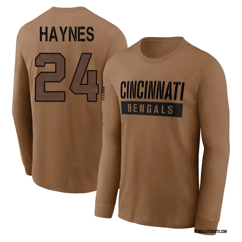 Men's Cincinnati Bengals ＃24 Jamal Haynes Brown 2023 Salute To Service Long Sleeve T-Shirt