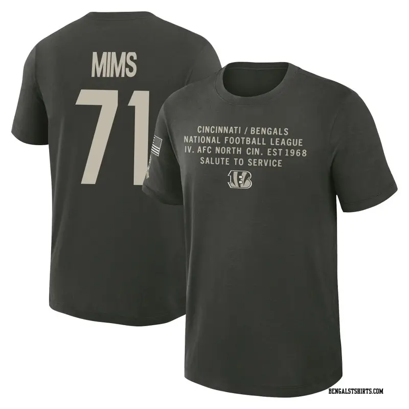 Men's Cincinnati Bengals ＃71 Amarius Mims Dark/Green 2025 Salute to Service Sideline Slub T-Shirt