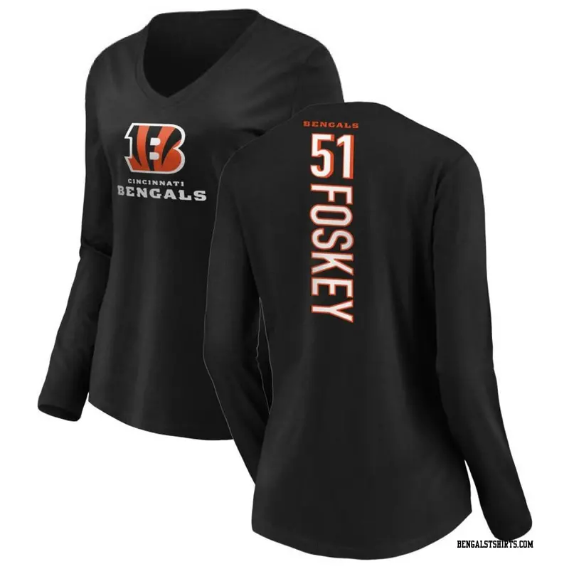 Women's Cincinnati Bengals ＃51 Isaiah Foskey Black Backer Slim Fit Long Sleeve T-Shirt